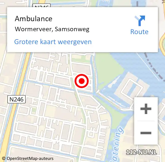 Locatie op kaart van de 112 melding: Ambulance Wormerveer, Samsonweg op 26 april 2024 16:58