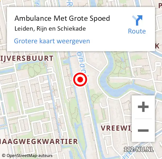 Locatie op kaart van de 112 melding: Ambulance Met Grote Spoed Naar Leiden, Rijn en Schiekade op 26 april 2024 17:19