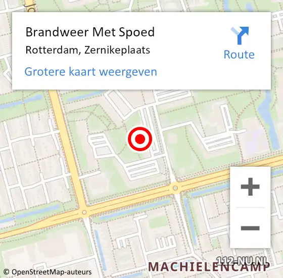 Locatie op kaart van de 112 melding: Brandweer Met Spoed Naar Rotterdam, Zernikeplaats op 26 april 2024 17:28