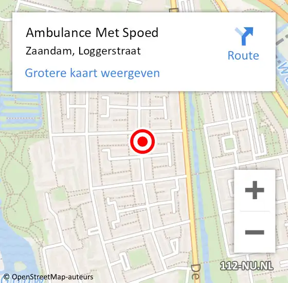 Locatie op kaart van de 112 melding: Ambulance Met Spoed Naar Zaandam, Loggerstraat op 26 april 2024 17:30