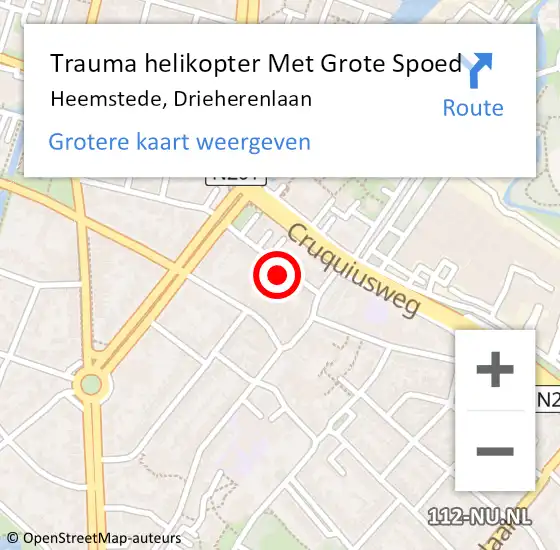Locatie op kaart van de 112 melding: Trauma helikopter Met Grote Spoed Naar Heemstede, Drieherenlaan op 26 april 2024 17:32