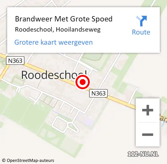 Locatie op kaart van de 112 melding: Brandweer Met Grote Spoed Naar Roodeschool, Hooilandseweg op 26 april 2024 17:36