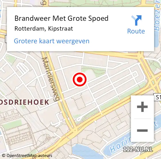 Locatie op kaart van de 112 melding: Brandweer Met Grote Spoed Naar Rotterdam, Kipstraat op 26 april 2024 17:54