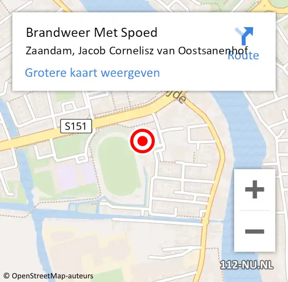 Locatie op kaart van de 112 melding: Brandweer Met Spoed Naar Zaandam, Jacob Cornelisz van Oostsanenhof op 26 april 2024 18:18