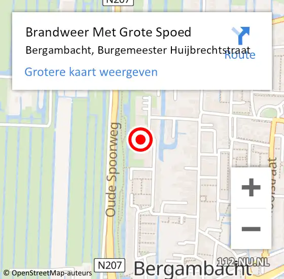 Locatie op kaart van de 112 melding: Brandweer Met Grote Spoed Naar Bergambacht, Burgemeester Huijbrechtstraat op 26 april 2024 19:02