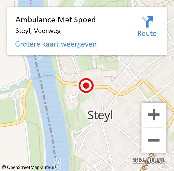 Locatie op kaart van de 112 melding: Ambulance Met Spoed Naar Steyl, Veerweg op 3 oktober 2014 18:37