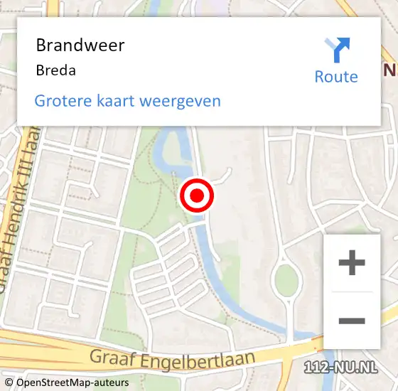 Locatie op kaart van de 112 melding: Brandweer Breda op 26 april 2024 19:30
