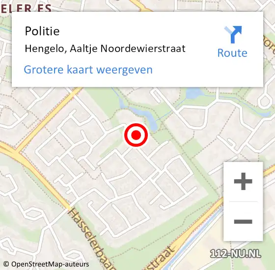 Locatie op kaart van de 112 melding: Politie Hengelo, Aaltje Noordewierstraat op 26 april 2024 19:50