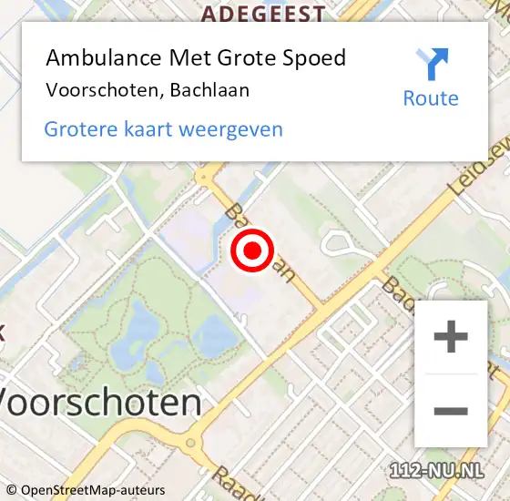 Locatie op kaart van de 112 melding: Ambulance Met Grote Spoed Naar Voorschoten, Bachlaan op 26 april 2024 19:54