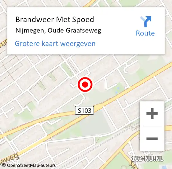 Locatie op kaart van de 112 melding: Brandweer Met Spoed Naar Nijmegen, Oude Graafseweg op 26 april 2024 20:06