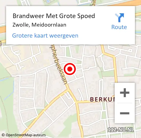 Locatie op kaart van de 112 melding: Brandweer Met Grote Spoed Naar Zwolle, Meidoornlaan op 26 april 2024 20:45