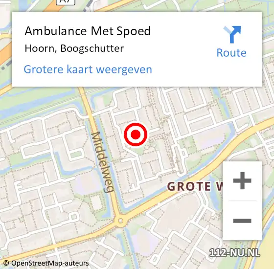Locatie op kaart van de 112 melding: Ambulance Met Spoed Naar Hoorn, Boogschutter op 26 april 2024 20:59