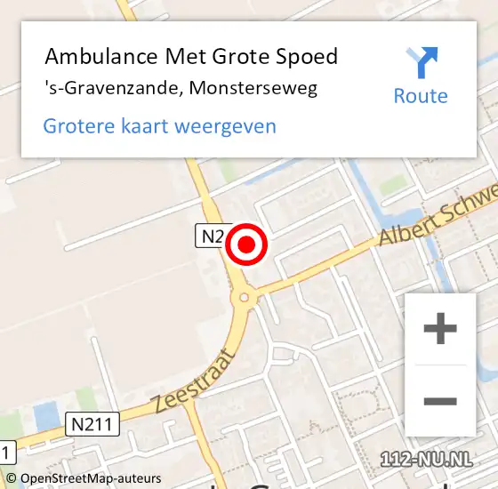 Locatie op kaart van de 112 melding: Ambulance Met Grote Spoed Naar 's-Gravenzande, Monsterseweg op 26 april 2024 21:20