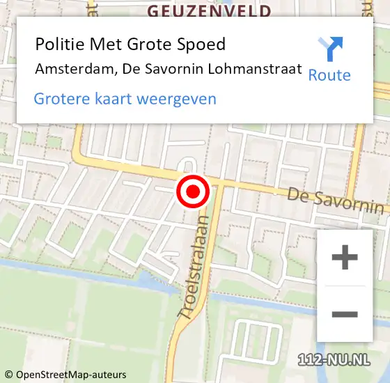 Locatie op kaart van de 112 melding: Politie Met Grote Spoed Naar Amsterdam, De Savornin Lohmanstraat op 26 april 2024 21:25