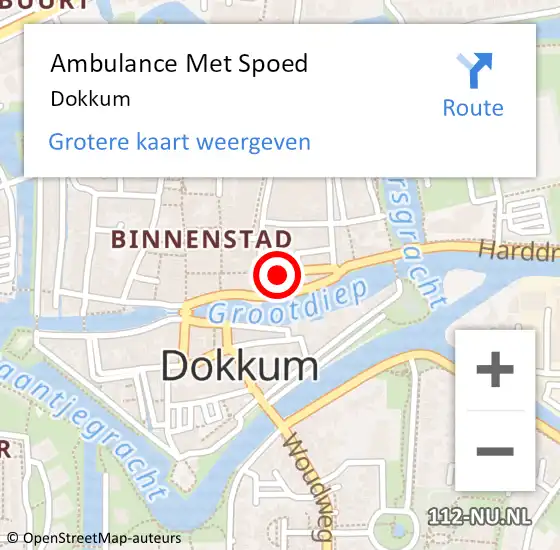 Locatie op kaart van de 112 melding: Ambulance Met Spoed Naar Dokkum, Bredeweg op 3 oktober 2014 18:46