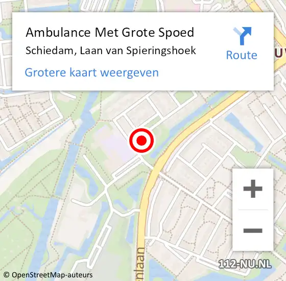 Locatie op kaart van de 112 melding: Ambulance Met Grote Spoed Naar Schiedam, Laan van Spieringshoek op 26 april 2024 21:50
