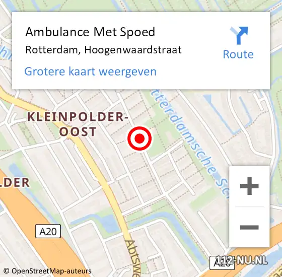 Locatie op kaart van de 112 melding: Ambulance Met Spoed Naar Rotterdam, Hoogenwaardstraat op 26 april 2024 21:56