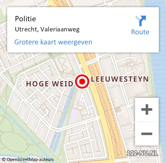Locatie op kaart van de 112 melding: Politie Utrecht, Valeriaanweg op 26 april 2024 22:01