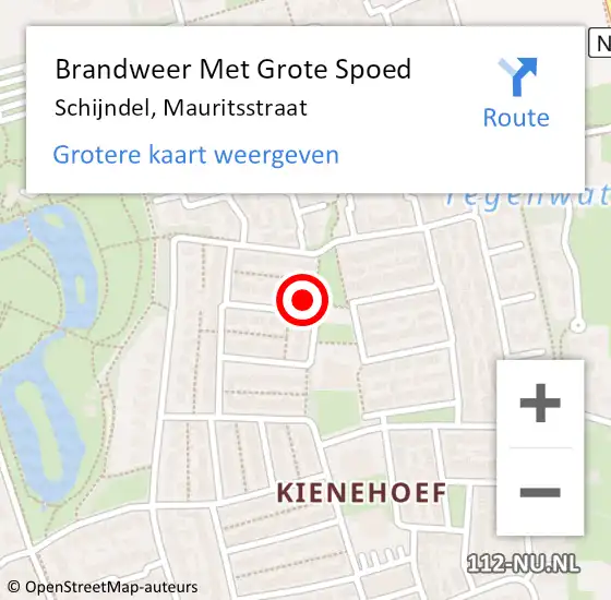 Locatie op kaart van de 112 melding: Brandweer Met Grote Spoed Naar Schijndel, Mauritsstraat op 26 april 2024 22:02
