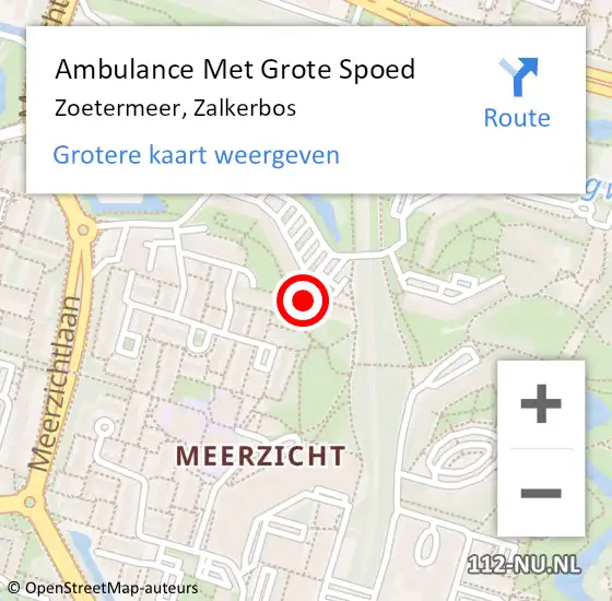 Locatie op kaart van de 112 melding: Ambulance Met Grote Spoed Naar Zoetermeer, Zalkerbos op 26 april 2024 22:03