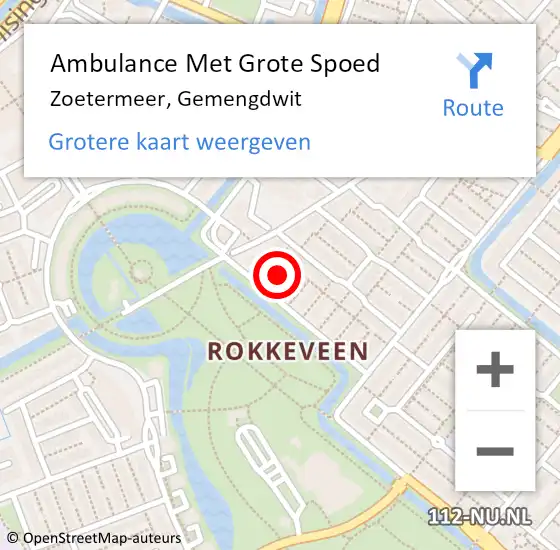 Locatie op kaart van de 112 melding: Ambulance Met Grote Spoed Naar Zoetermeer, Gemengdwit op 26 april 2024 22:55