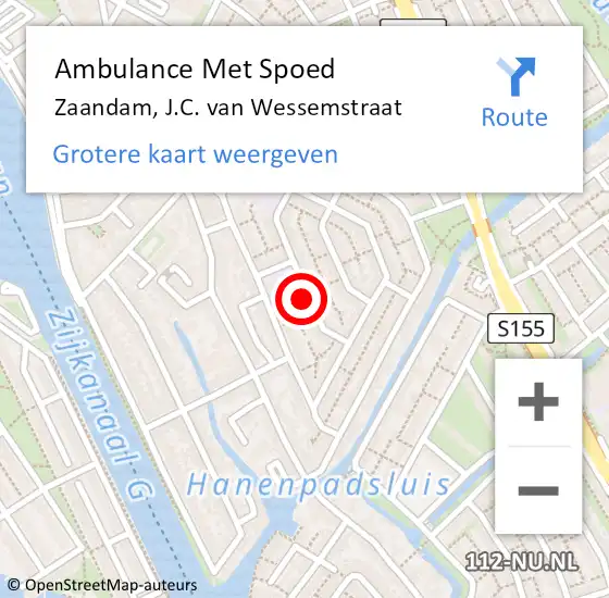 Locatie op kaart van de 112 melding: Ambulance Met Spoed Naar Zaandam, J.C. van Wessemstraat op 26 april 2024 22:56