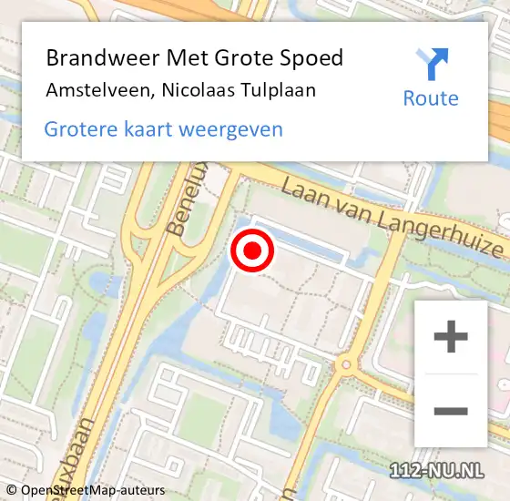 Locatie op kaart van de 112 melding: Brandweer Met Grote Spoed Naar Amstelveen, Nicolaas Tulplaan op 26 april 2024 22:56