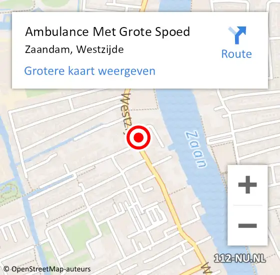 Locatie op kaart van de 112 melding: Ambulance Met Grote Spoed Naar Zaandam, Westzijde op 26 april 2024 23:00