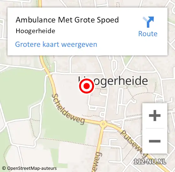 Locatie op kaart van de 112 melding: Ambulance Met Grote Spoed Naar Hoogerheide op 26 april 2024 23:29