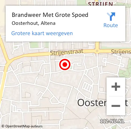 Locatie op kaart van de 112 melding: Brandweer Met Grote Spoed Naar Oosterhout, Altena op 26 april 2024 23:30