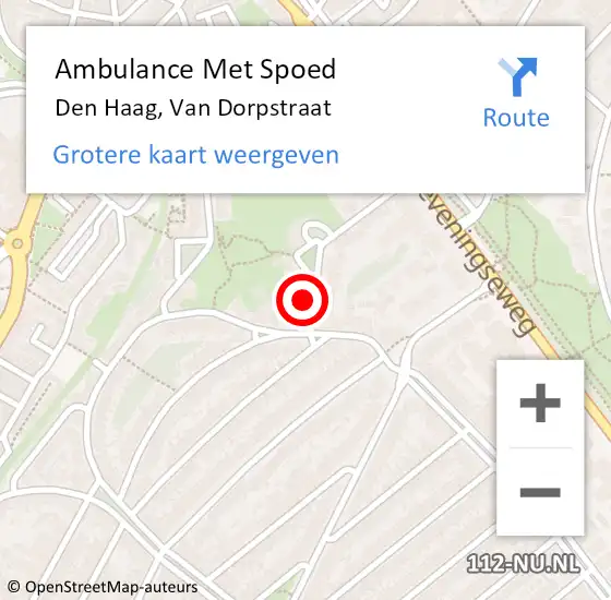 Locatie op kaart van de 112 melding: Ambulance Met Spoed Naar Den Haag, Van Dorpstraat op 26 april 2024 23:36