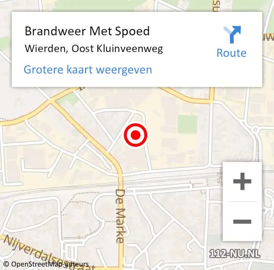 Locatie op kaart van de 112 melding: Brandweer Met Spoed Naar Wierden, Oost Kluinveenweg op 26 april 2024 23:46