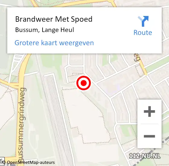 Locatie op kaart van de 112 melding: Brandweer Met Spoed Naar Bussum, Lange Heul op 26 april 2024 23:47