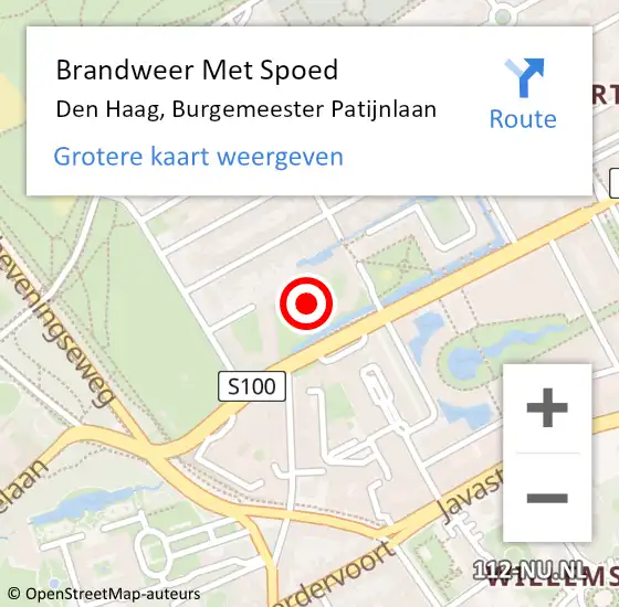 Locatie op kaart van de 112 melding: Brandweer Met Spoed Naar Den Haag, Burgemeester Patijnlaan op 27 april 2024 00:09