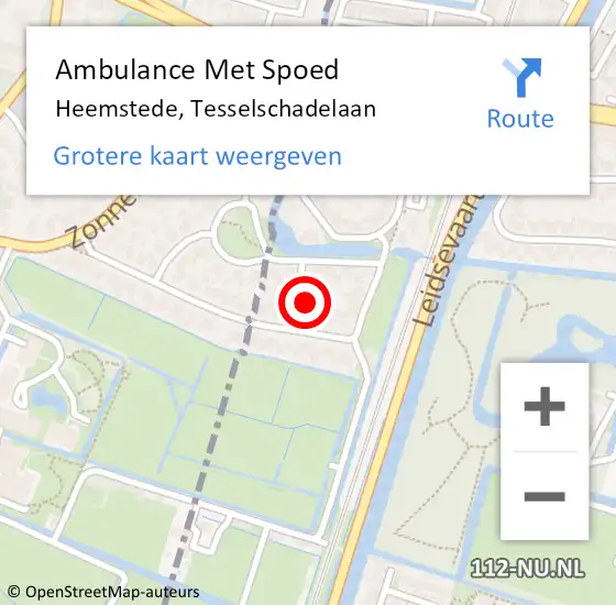 Locatie op kaart van de 112 melding: Ambulance Met Spoed Naar Heemstede, Tesselschadelaan op 27 april 2024 00:24