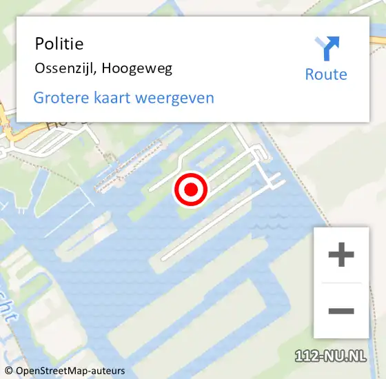 Locatie op kaart van de 112 melding: Politie Ossenzijl, Hoogeweg op 27 april 2024 00:35