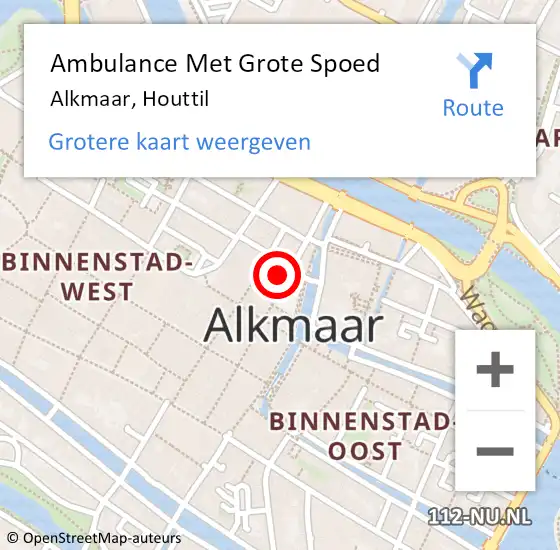 Locatie op kaart van de 112 melding: Ambulance Met Grote Spoed Naar Alkmaar, Houttil op 27 april 2024 00:50