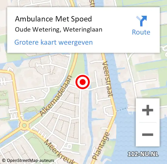 Locatie op kaart van de 112 melding: Ambulance Met Spoed Naar Oude Wetering, Weteringlaan op 27 april 2024 01:27