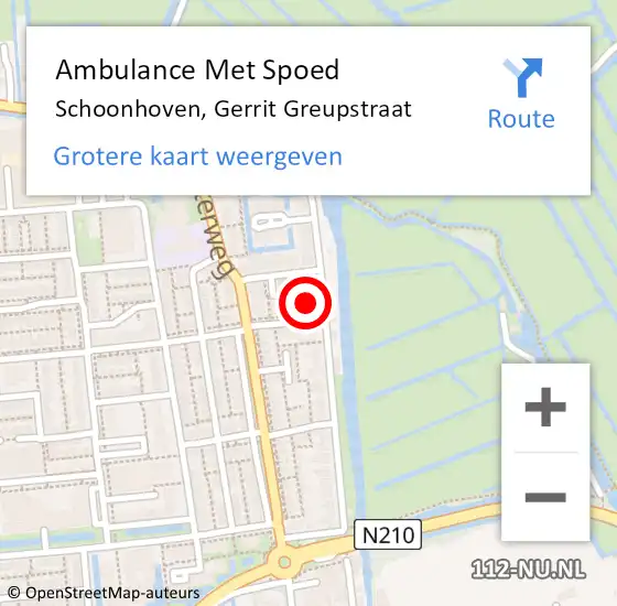 Locatie op kaart van de 112 melding: Ambulance Met Spoed Naar Schoonhoven, Gerrit Greupstraat op 27 april 2024 02:09