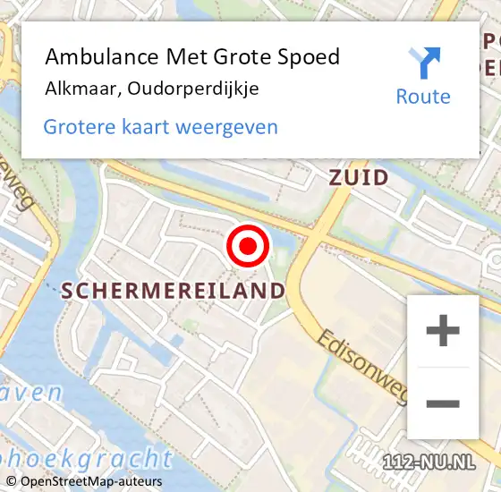 Locatie op kaart van de 112 melding: Ambulance Met Grote Spoed Naar Alkmaar, Oudorperdijkje op 27 april 2024 02:44