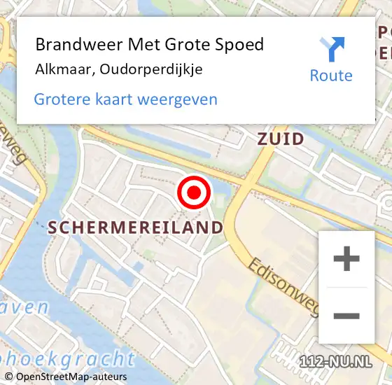 Locatie op kaart van de 112 melding: Brandweer Met Grote Spoed Naar Alkmaar, Oudorperdijkje op 27 april 2024 02:44