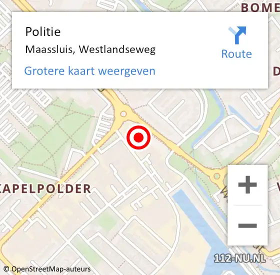 Locatie op kaart van de 112 melding: Politie Maassluis, Westlandseweg op 27 april 2024 02:47