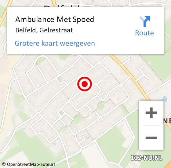 Locatie op kaart van de 112 melding: Ambulance Met Spoed Naar Belfeld, Gelrestraat op 3 oktober 2014 19:20