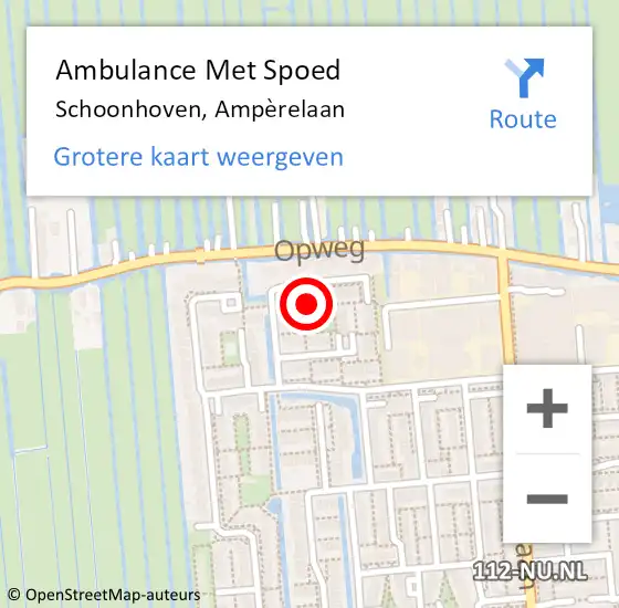 Locatie op kaart van de 112 melding: Ambulance Met Spoed Naar Schoonhoven, Ampèrelaan op 27 april 2024 03:09