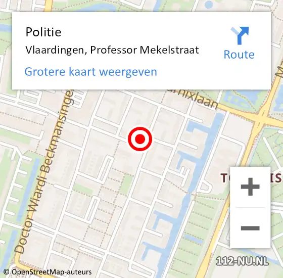 Locatie op kaart van de 112 melding: Politie Vlaardingen, Professor Mekelstraat op 27 april 2024 03:21