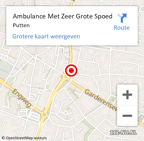 Locatie op kaart van de 112 melding: Ambulance Met Zeer Grote Spoed Naar Putten op 27 april 2024 03:49
