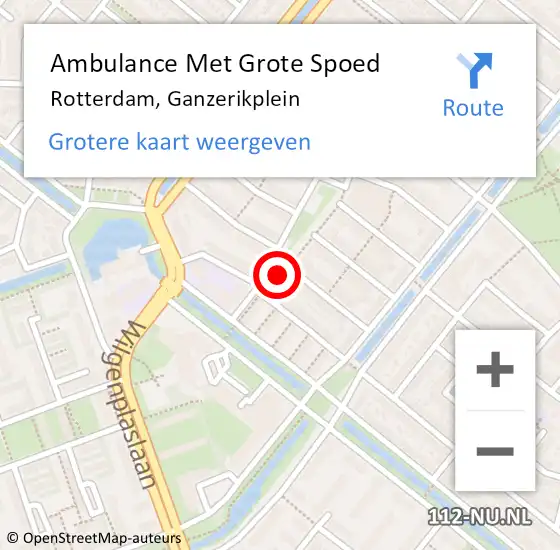 Locatie op kaart van de 112 melding: Ambulance Met Grote Spoed Naar Rotterdam, Ganzerikplein op 27 april 2024 03:54