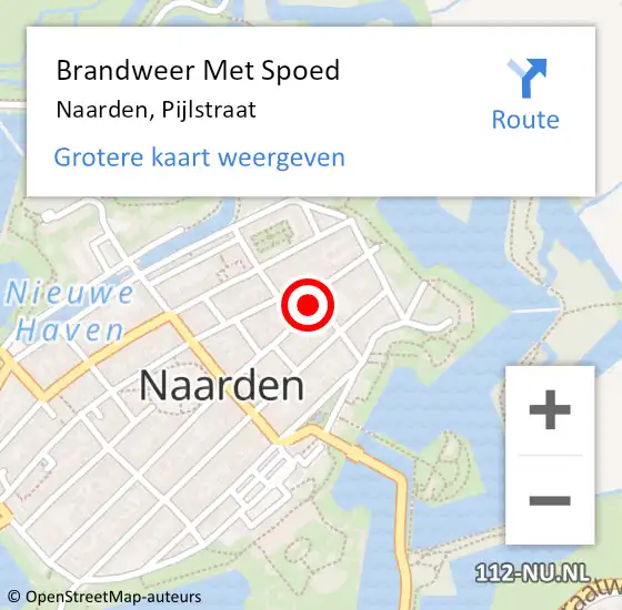 Locatie op kaart van de 112 melding: Brandweer Met Spoed Naar Naarden, Pijlstraat op 27 april 2024 04:37
