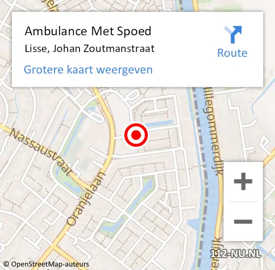 Locatie op kaart van de 112 melding: Ambulance Met Spoed Naar Lisse, Johan Zoutmanstraat op 27 april 2024 05:04