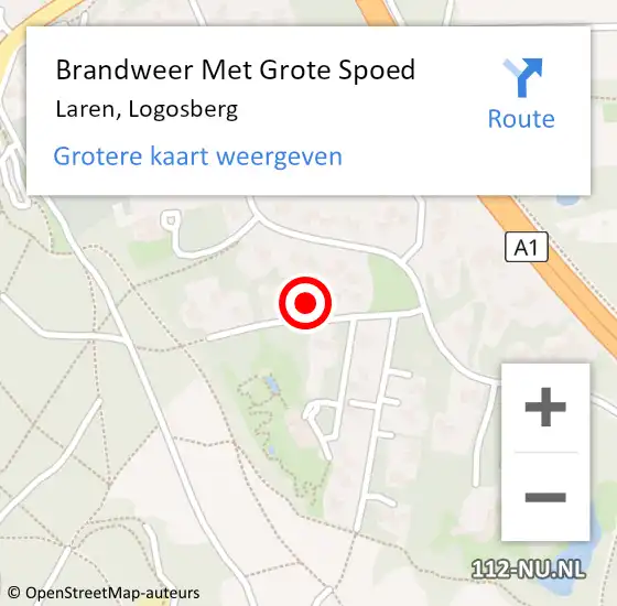 Locatie op kaart van de 112 melding: Brandweer Met Grote Spoed Naar Laren, Logosberg op 27 april 2024 05:11